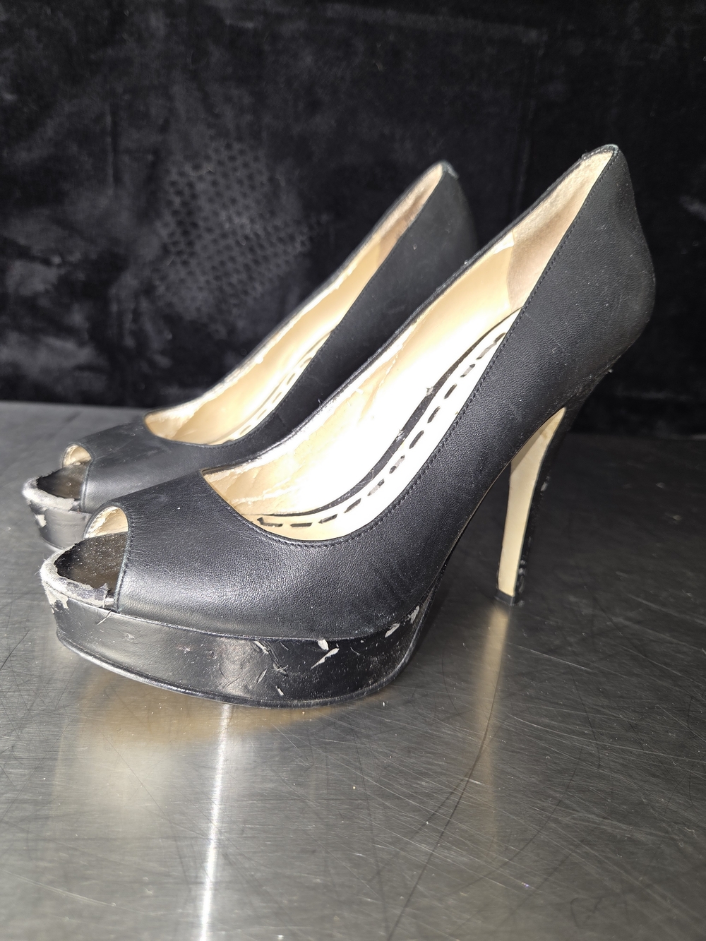 Enzo Angiolini Black Peep-Toe Pumps - Picture 2 of 6